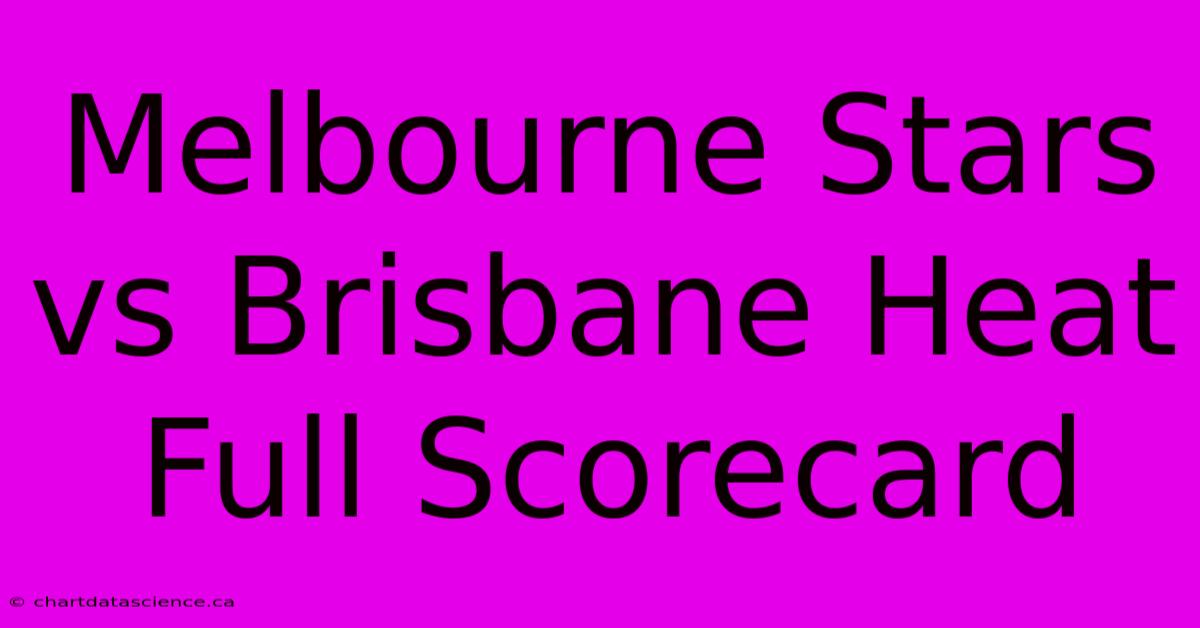 Melbourne Stars Vs Brisbane Heat Full Scorecard