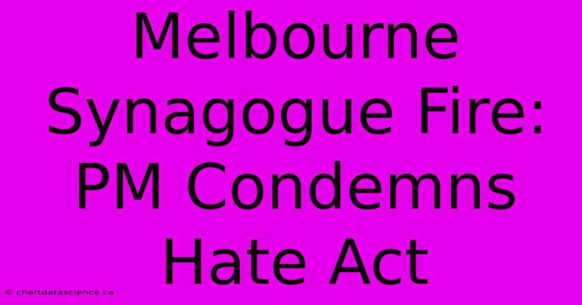 Melbourne Synagogue Fire: PM Condemns Hate Act