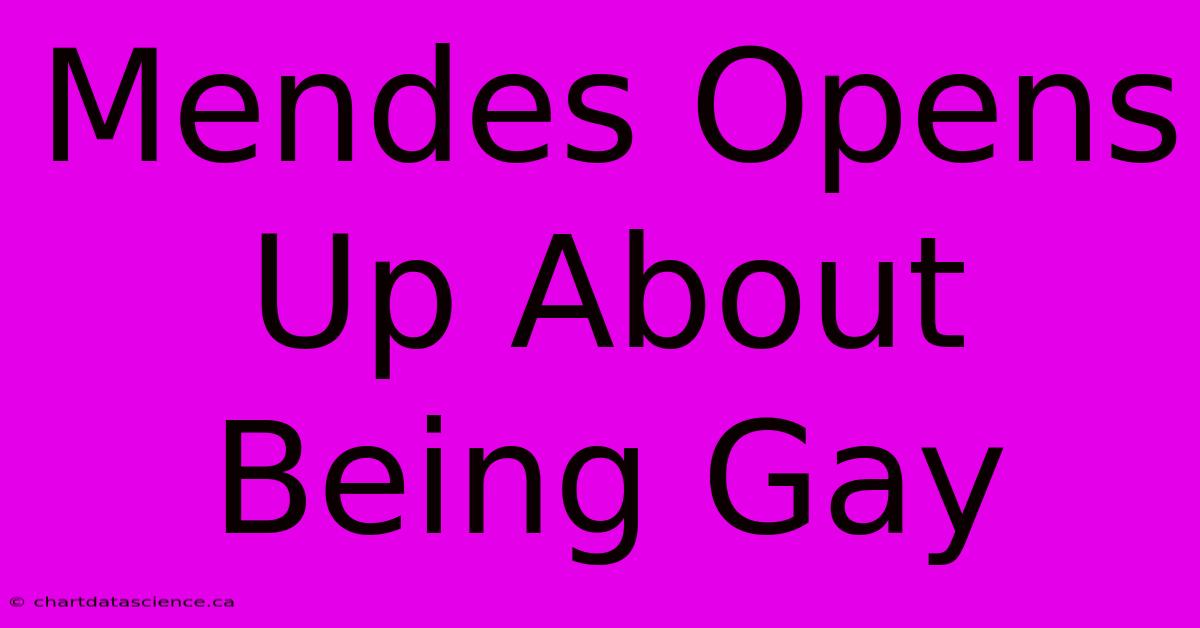 Mendes Opens Up About Being Gay