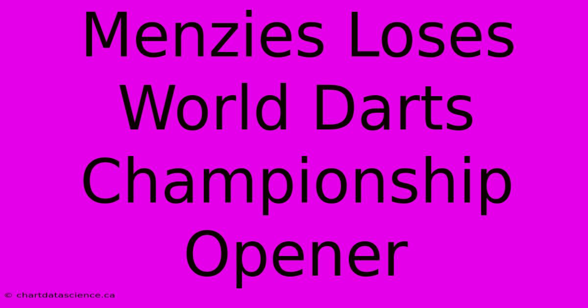 Menzies Loses World Darts Championship Opener