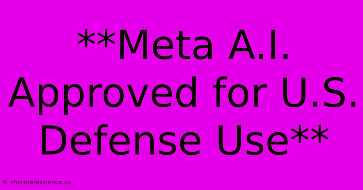 **Meta A.I. Approved For U.S. Defense Use** 