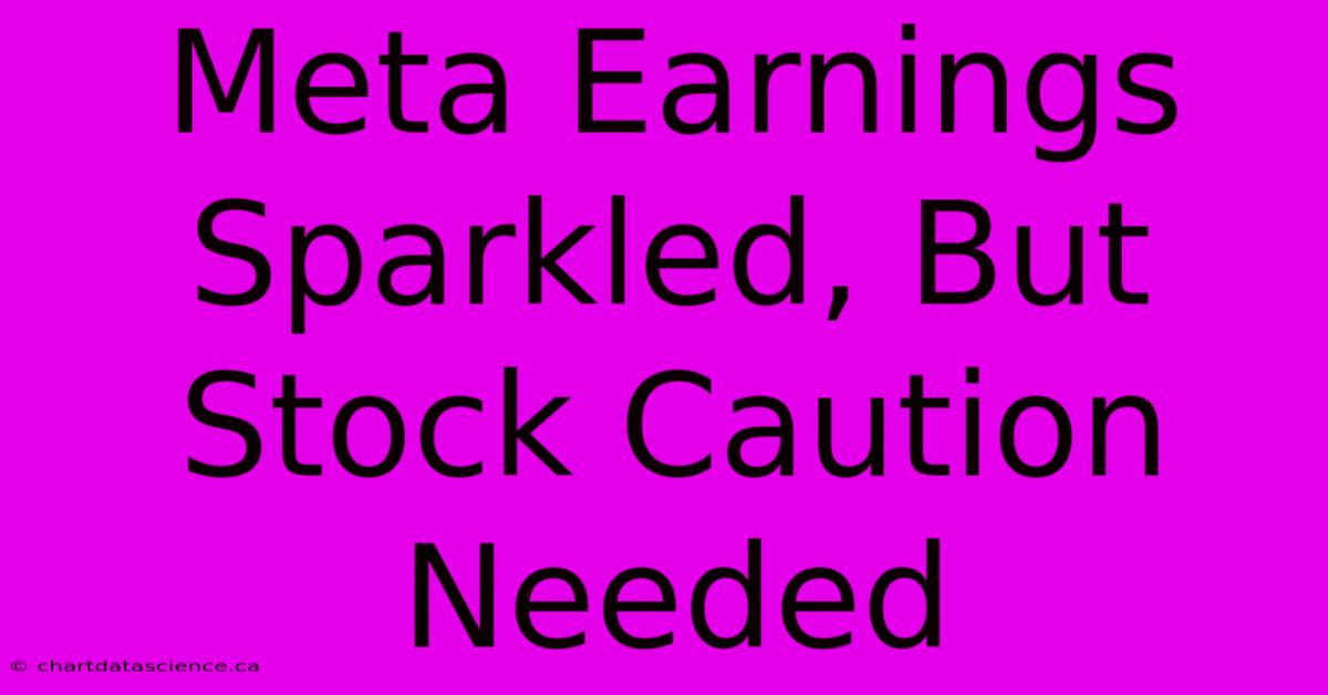 Meta Earnings Sparkled, But Stock Caution Needed 