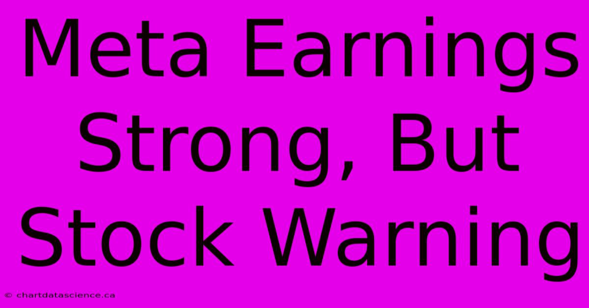 Meta Earnings Strong, But Stock Warning