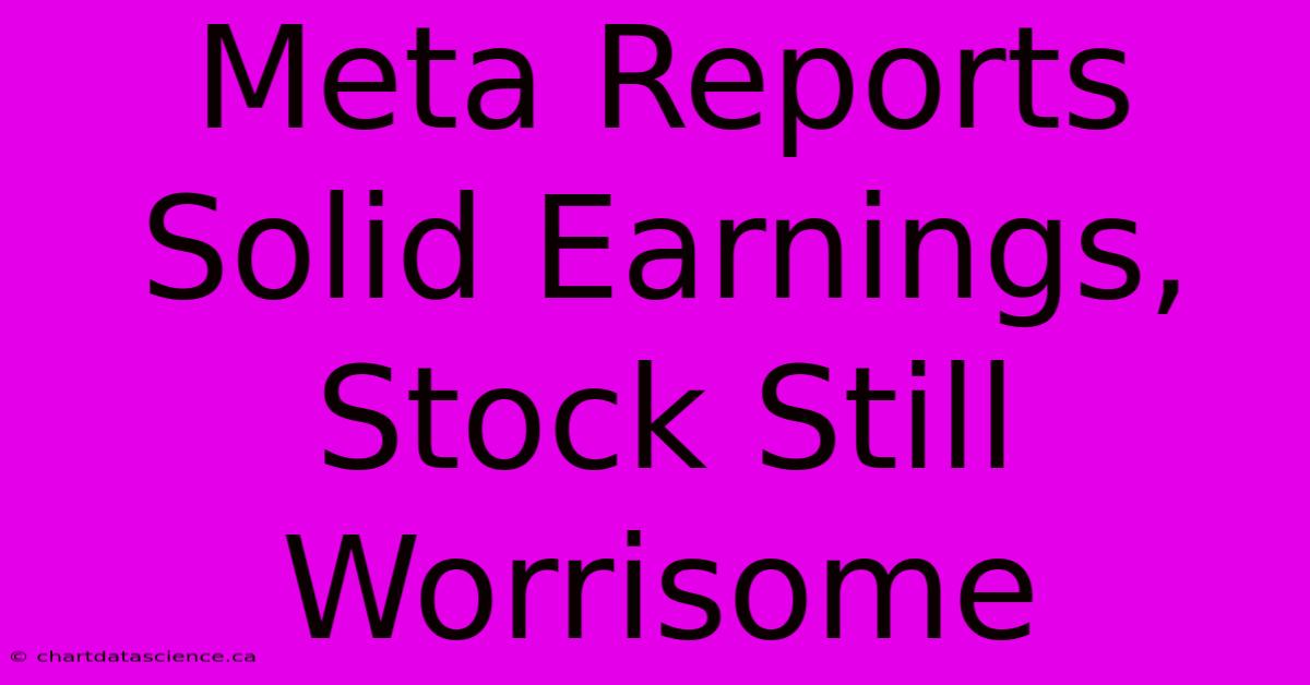 Meta Reports Solid Earnings, Stock Still Worrisome