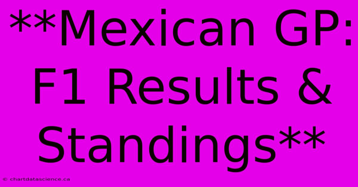 **Mexican GP: F1 Results & Standings**