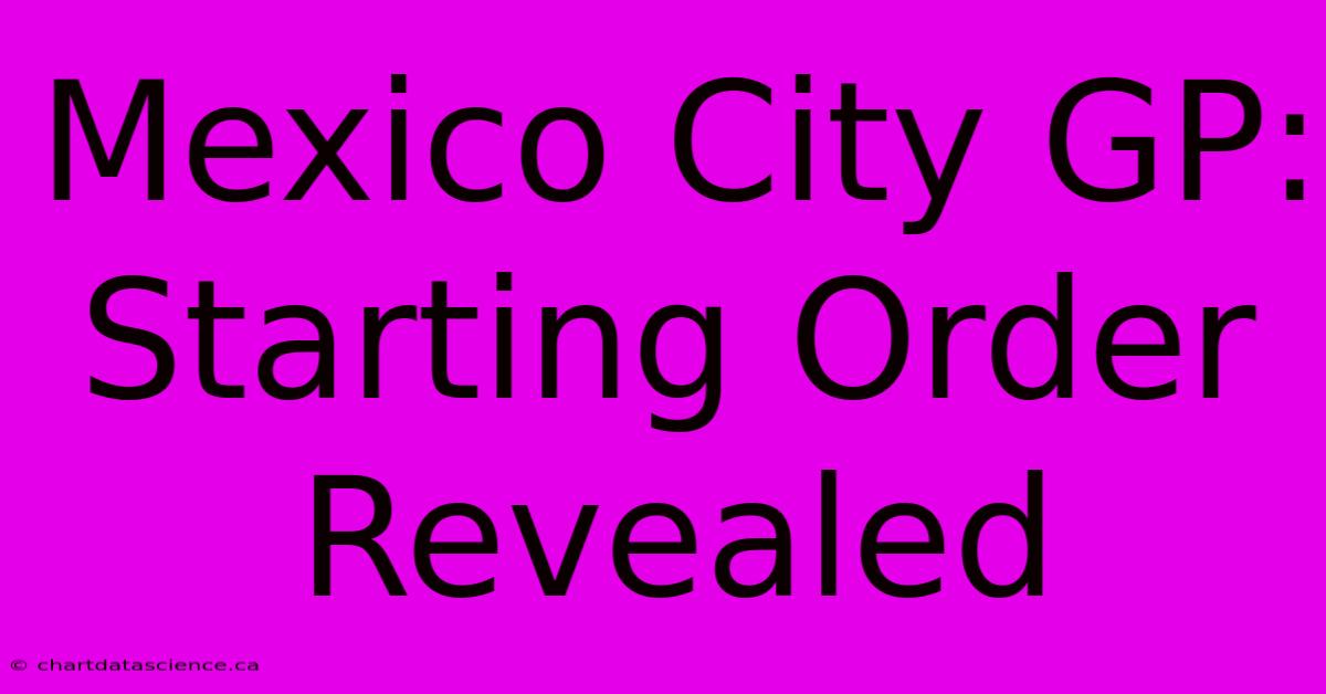 Mexico City GP: Starting Order Revealed