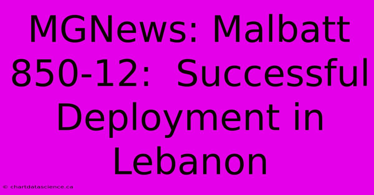 MGNews: Malbatt 850-12:  Successful Deployment In Lebanon