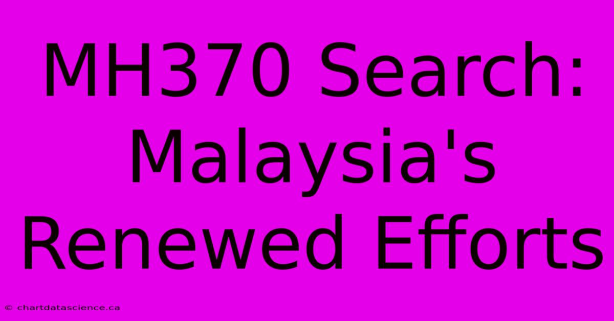 MH370 Search: Malaysia's Renewed Efforts