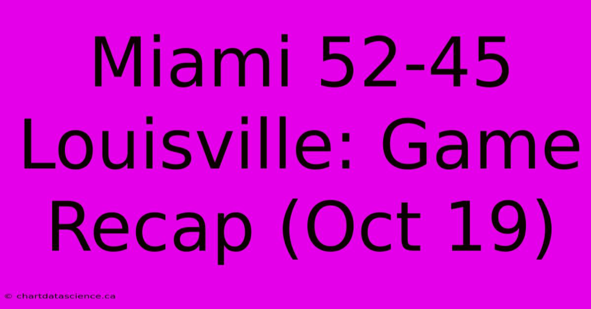 Miami 52-45 Louisville: Game Recap (Oct 19)