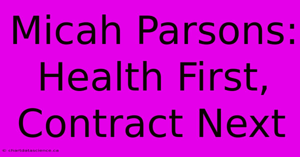 Micah Parsons: Health First, Contract Next 