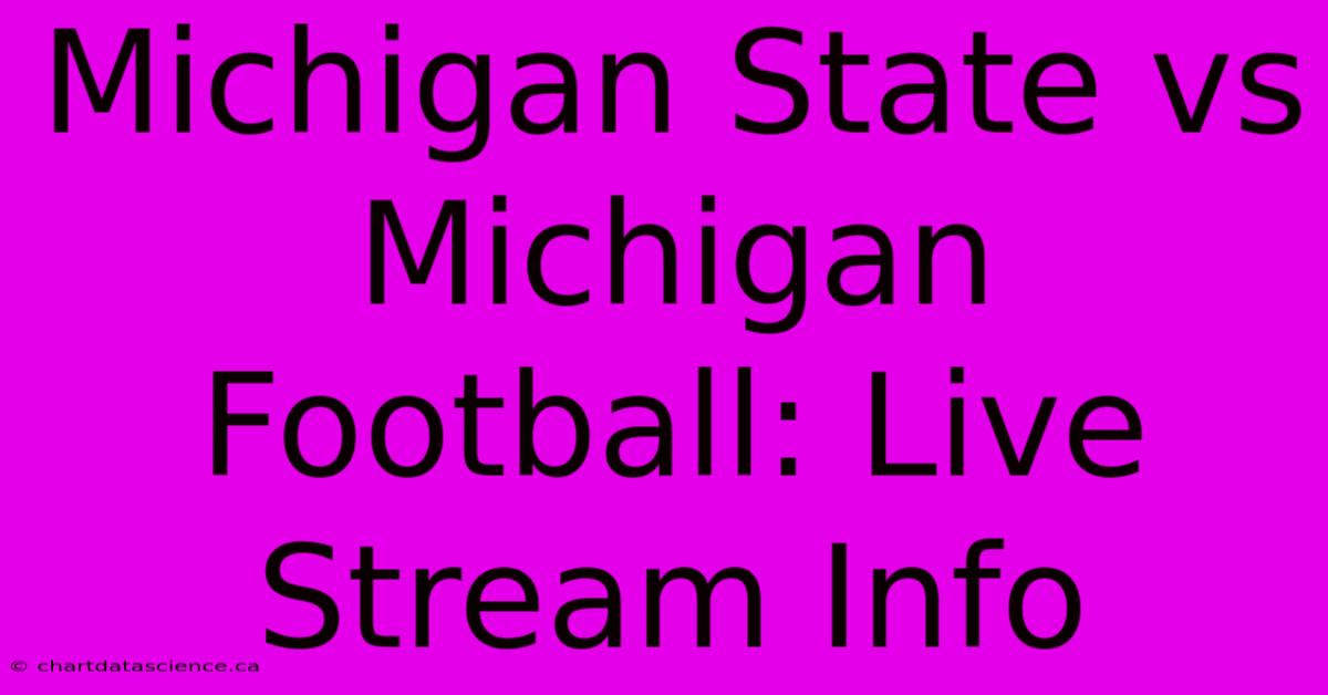 Michigan State Vs Michigan Football: Live Stream Info