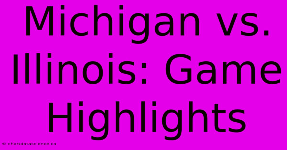 Michigan Vs. Illinois: Game Highlights 