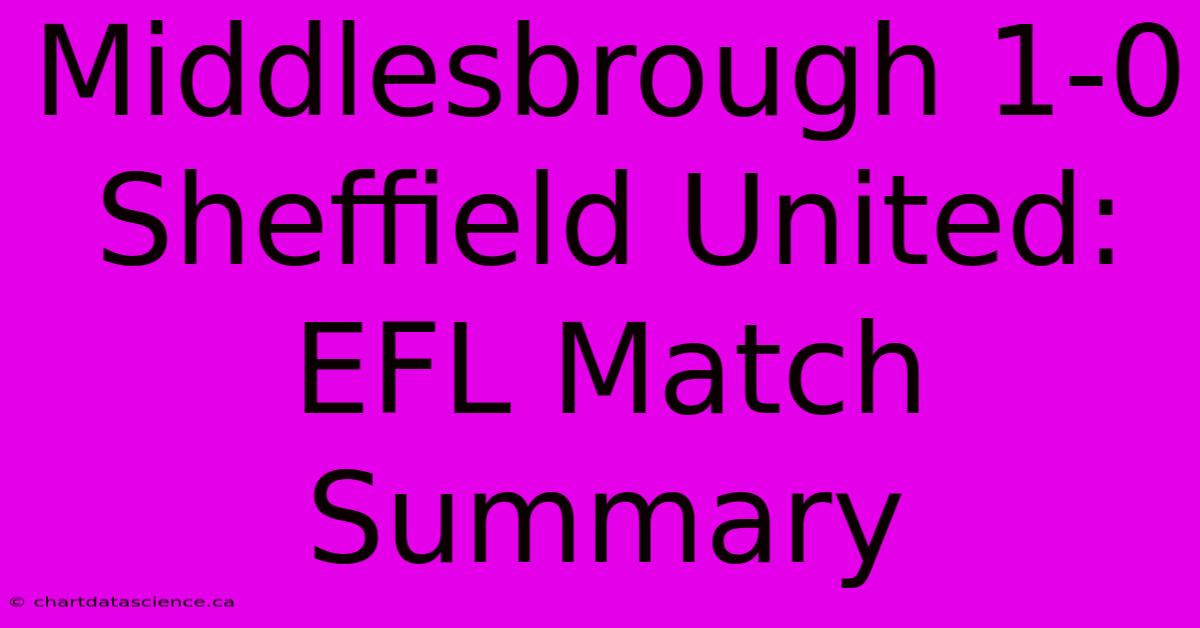 Middlesbrough 1-0 Sheffield United: EFL Match Summary