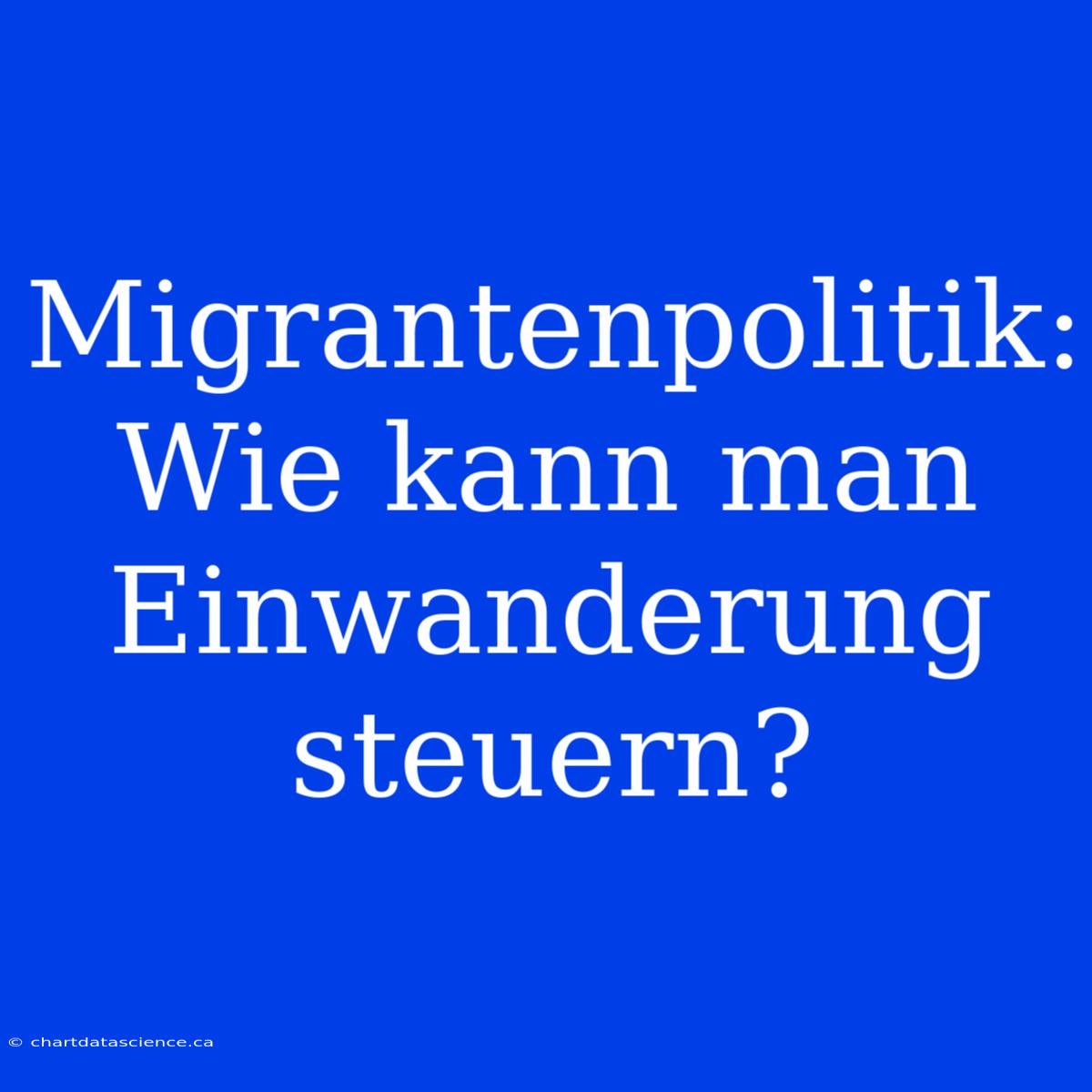 Migrantenpolitik: Wie Kann Man Einwanderung Steuern?