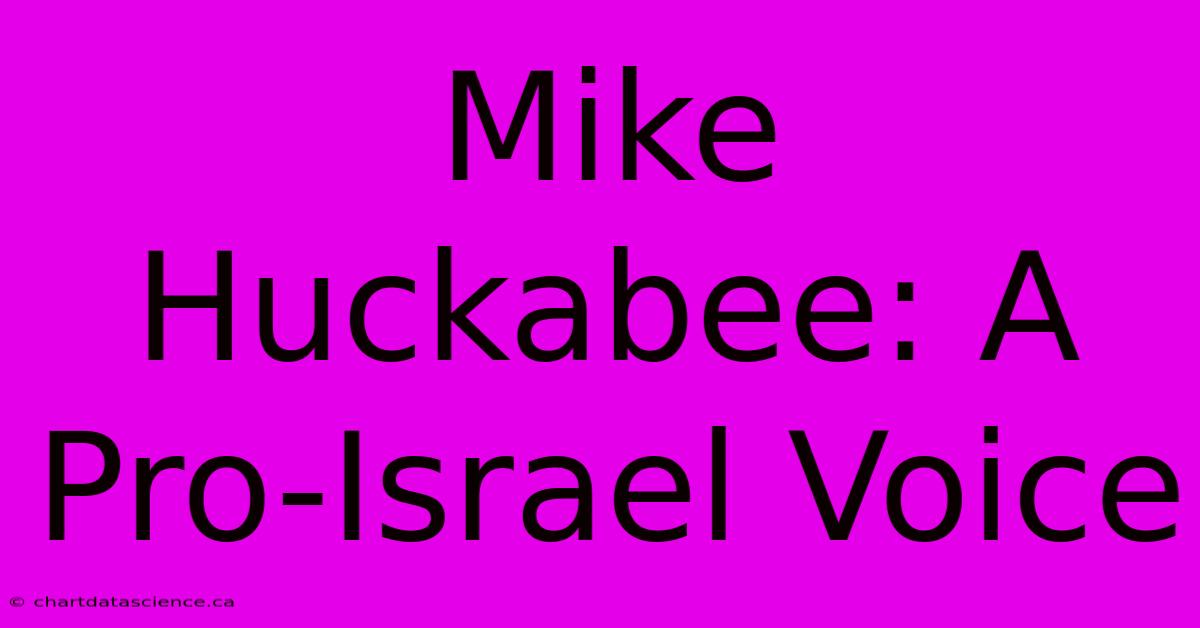 Mike Huckabee: A Pro-Israel Voice 