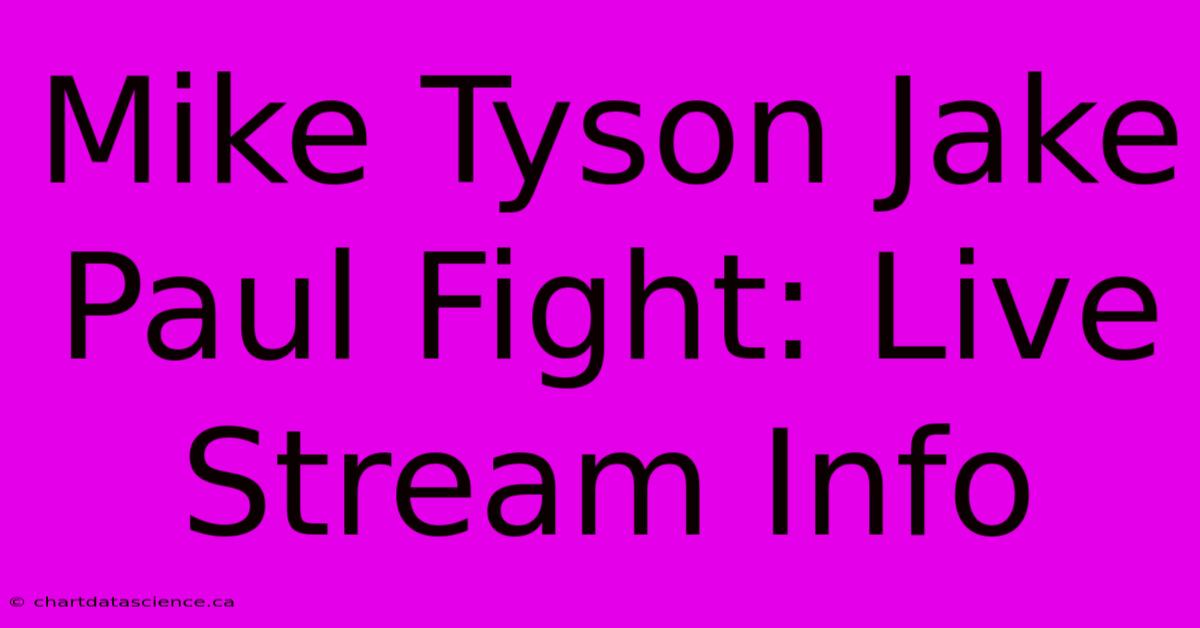 Mike Tyson Jake Paul Fight: Live Stream Info