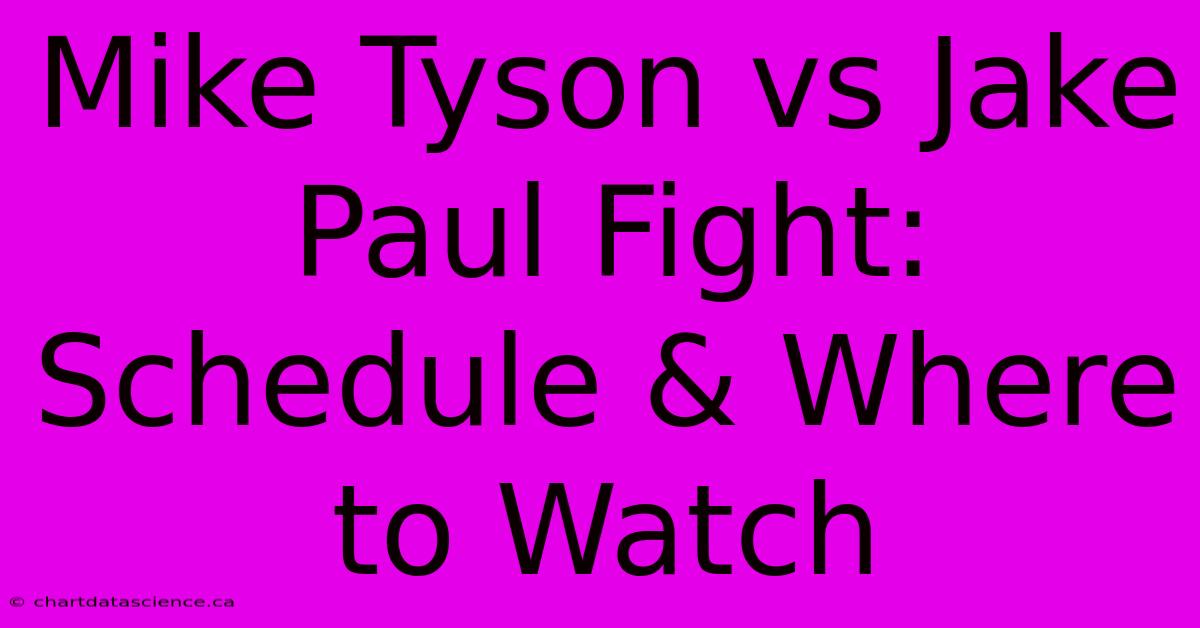 Mike Tyson Vs Jake Paul Fight: Schedule & Where To Watch 