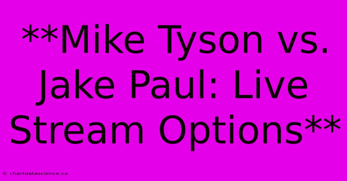 **Mike Tyson Vs. Jake Paul: Live Stream Options**