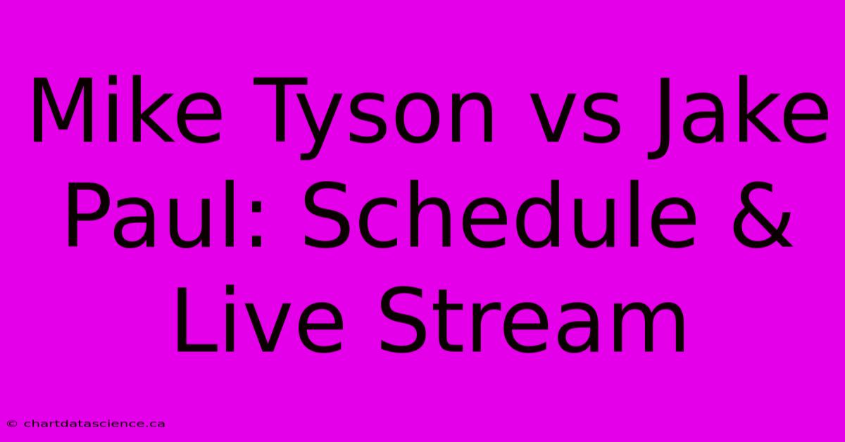 Mike Tyson Vs Jake Paul: Schedule & Live Stream