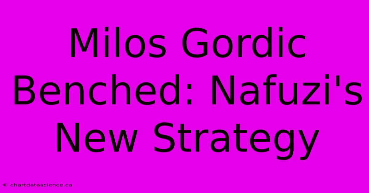 Milos Gordic Benched: Nafuzi's New Strategy 