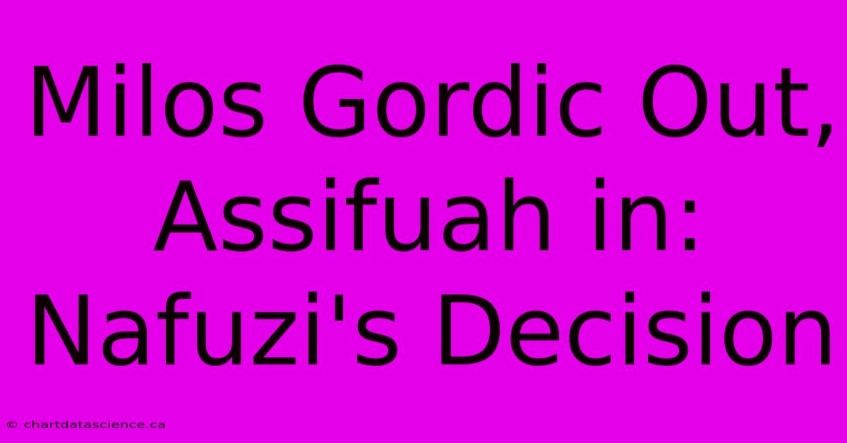 Milos Gordic Out, Assifuah In: Nafuzi's Decision