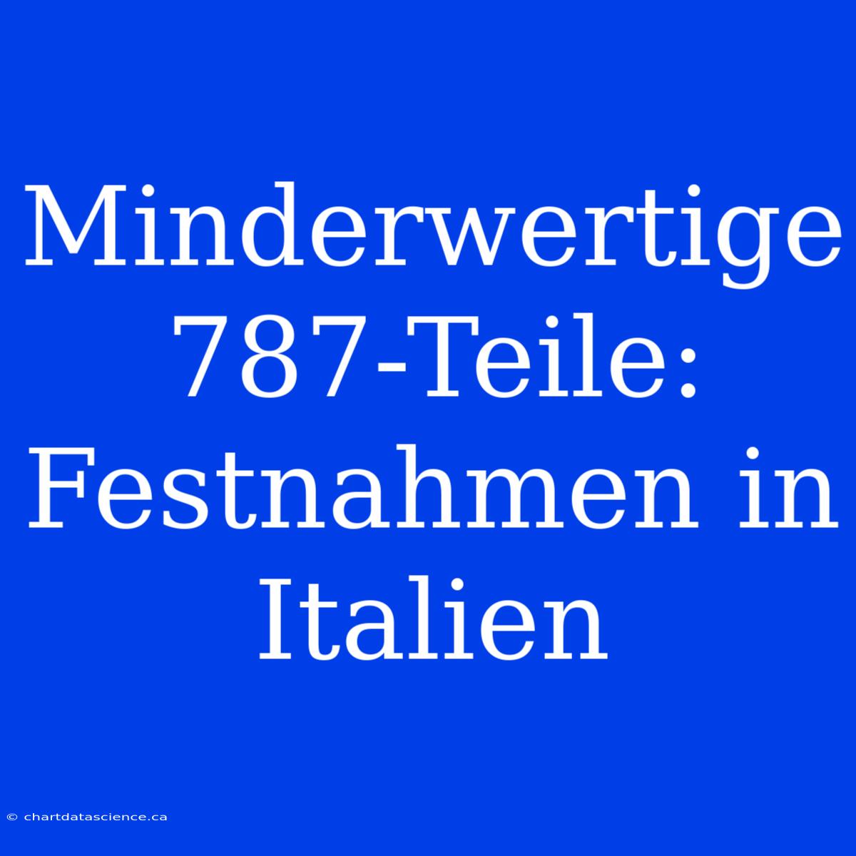 Minderwertige 787-Teile: Festnahmen In Italien