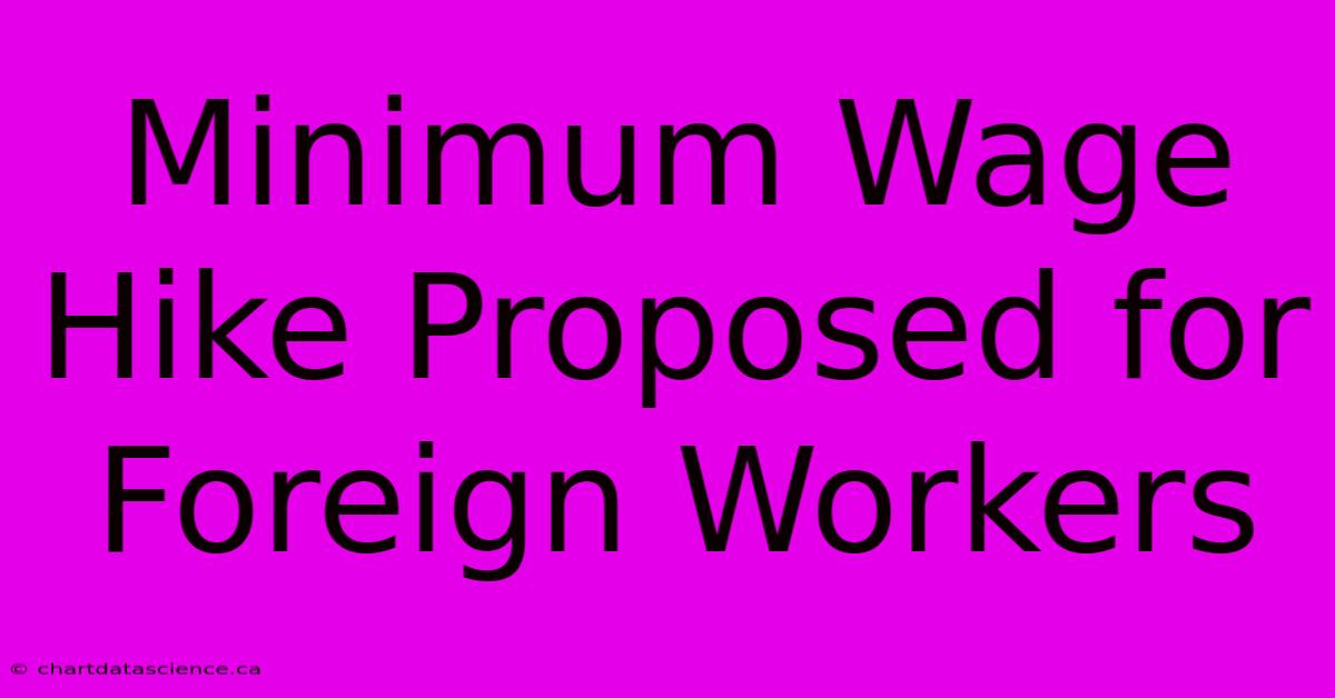 Minimum Wage Hike Proposed For Foreign Workers