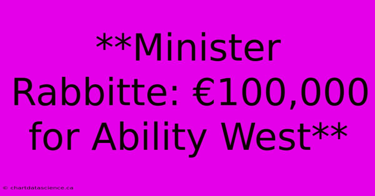 **Minister Rabbitte: €100,000 For Ability West**