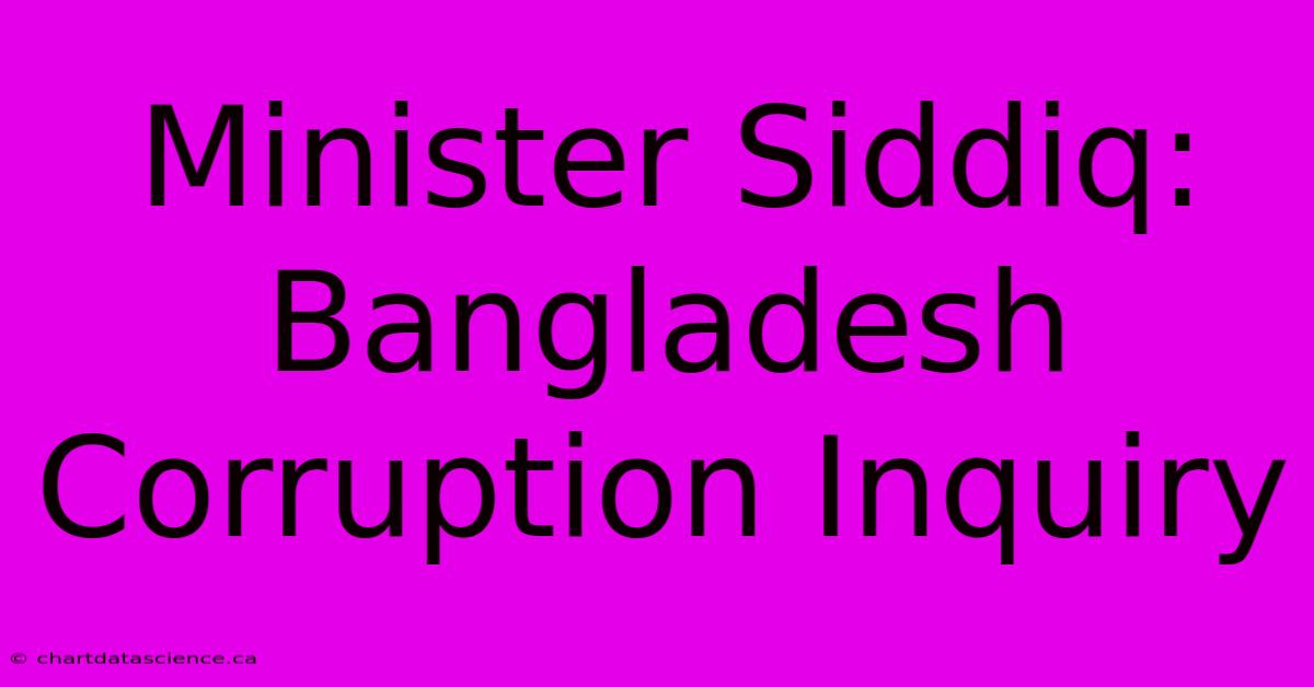 Minister Siddiq: Bangladesh Corruption Inquiry