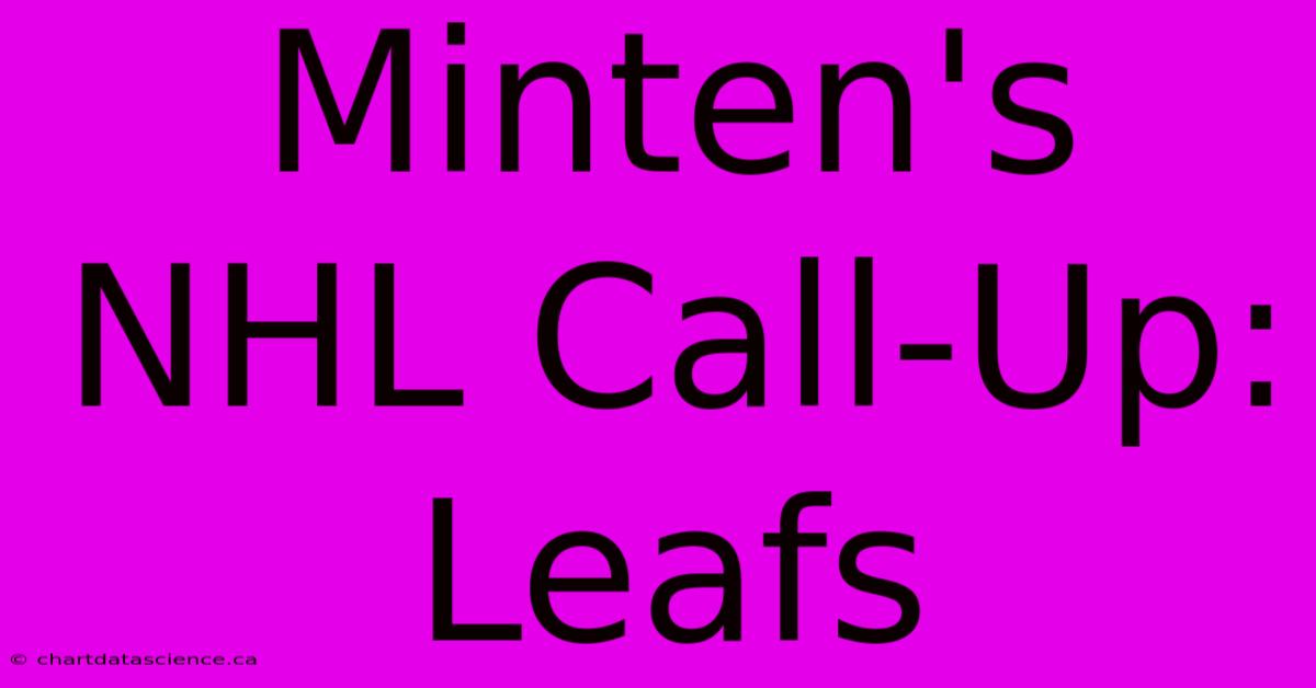 Minten's NHL Call-Up: Leafs