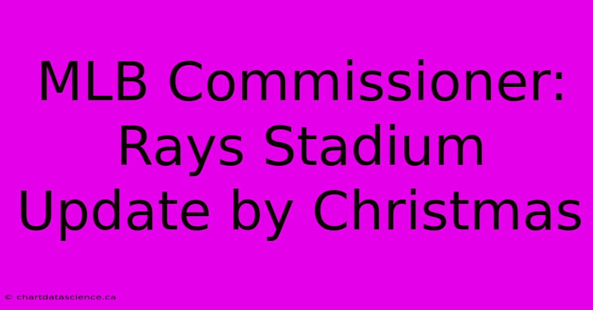 MLB Commissioner: Rays Stadium Update By Christmas