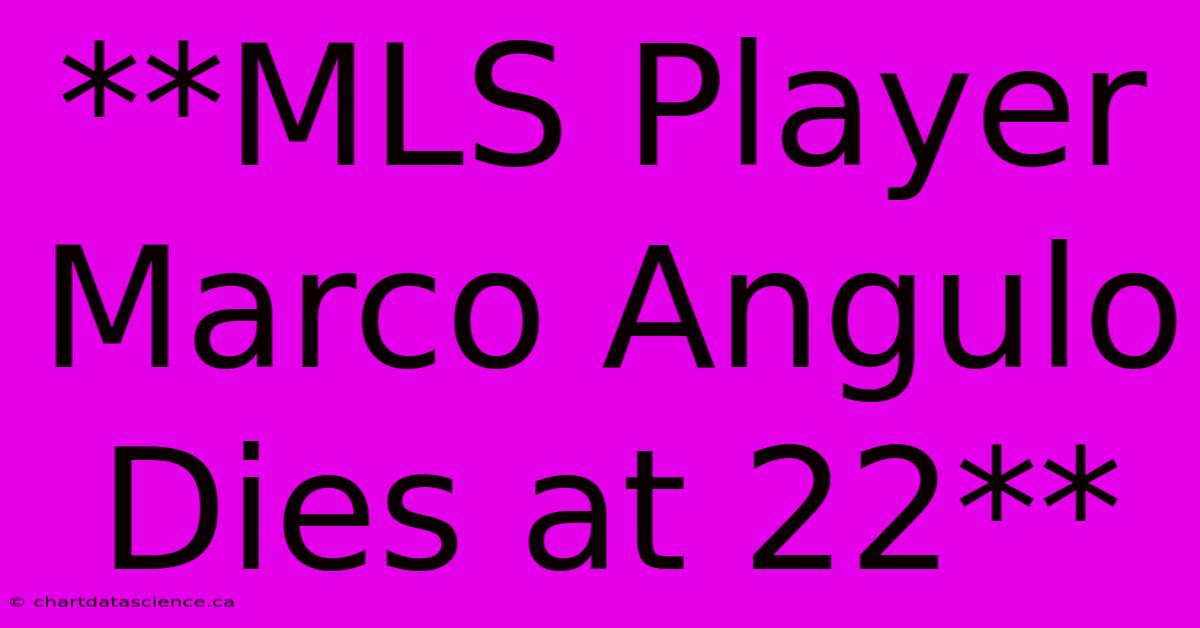 **MLS Player Marco Angulo Dies At 22** 