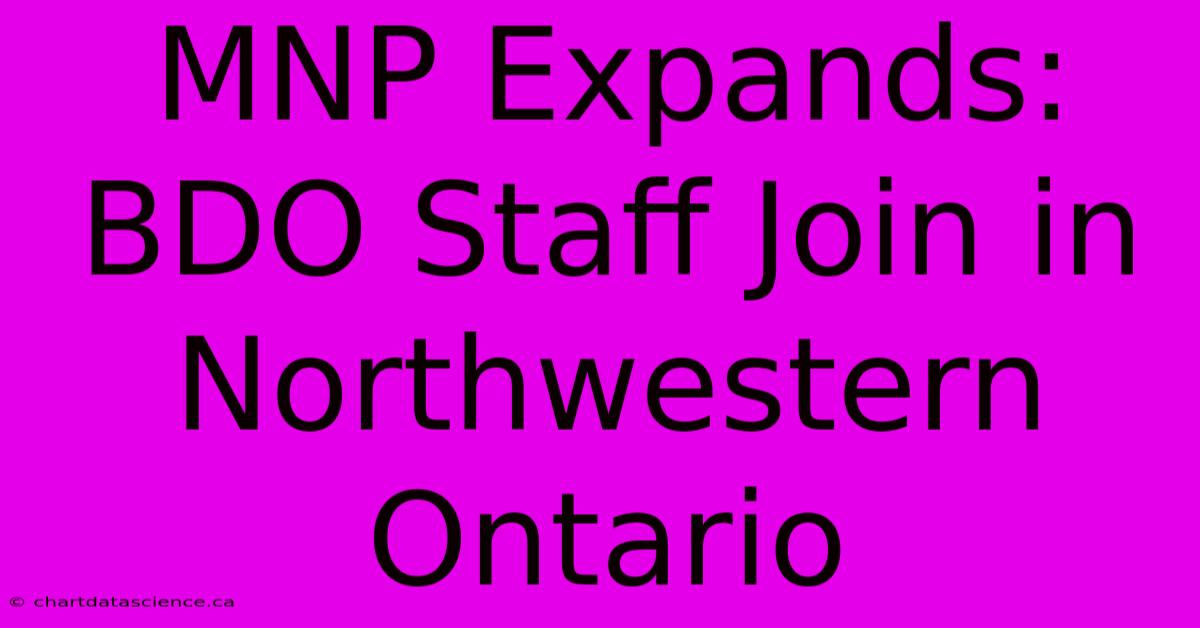 MNP Expands: BDO Staff Join In Northwestern Ontario