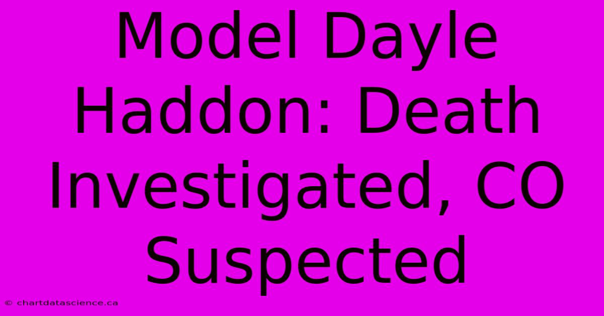 Model Dayle Haddon: Death Investigated, CO Suspected