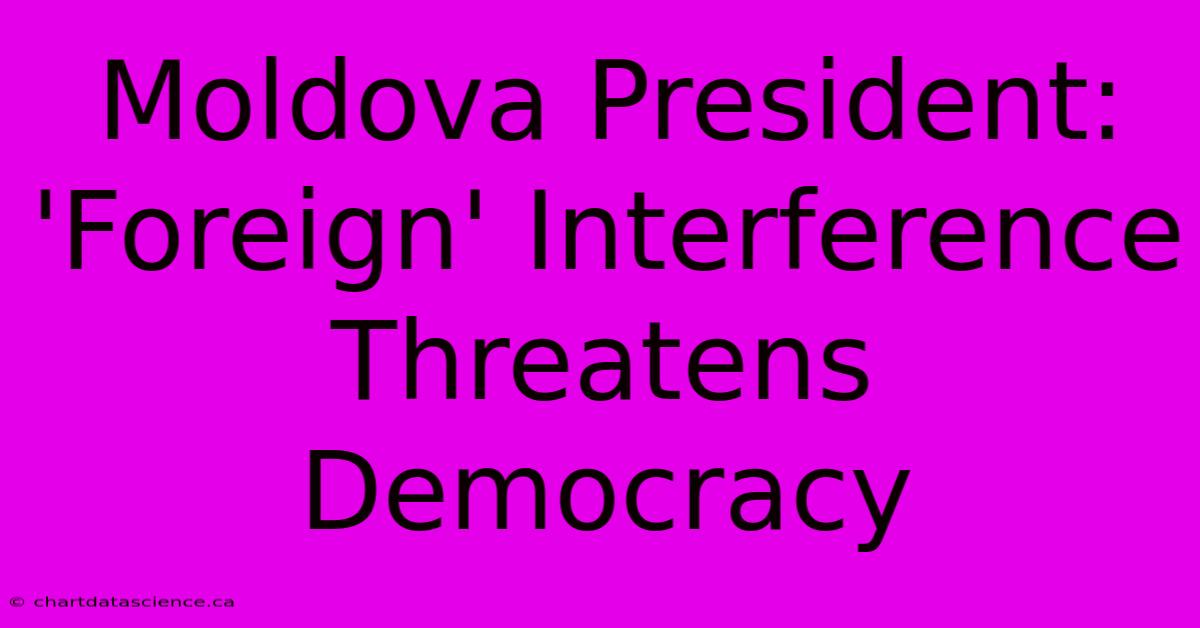 Moldova President: 'Foreign' Interference Threatens Democracy 