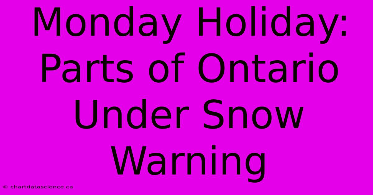 Monday Holiday: Parts Of Ontario Under Snow Warning