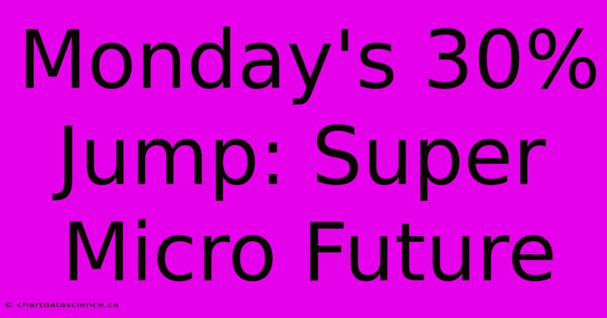 Monday's 30% Jump: Super Micro Future