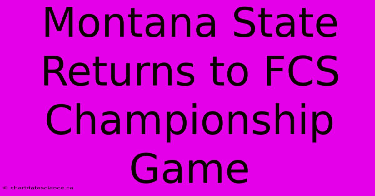 Montana State Returns To FCS Championship Game