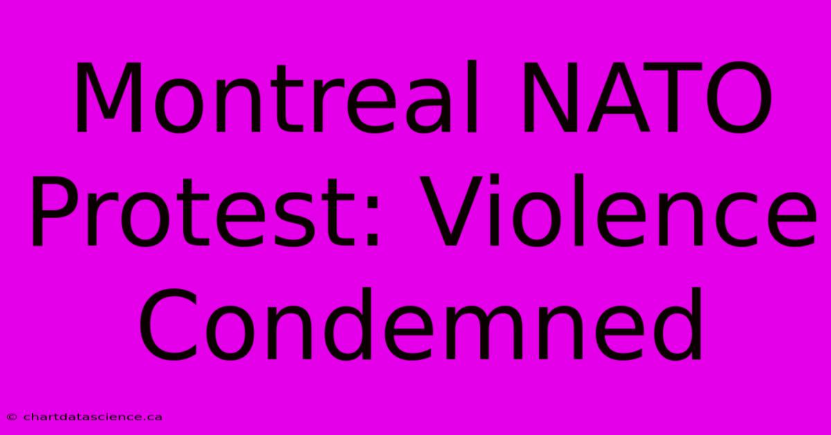 Montreal NATO Protest: Violence Condemned