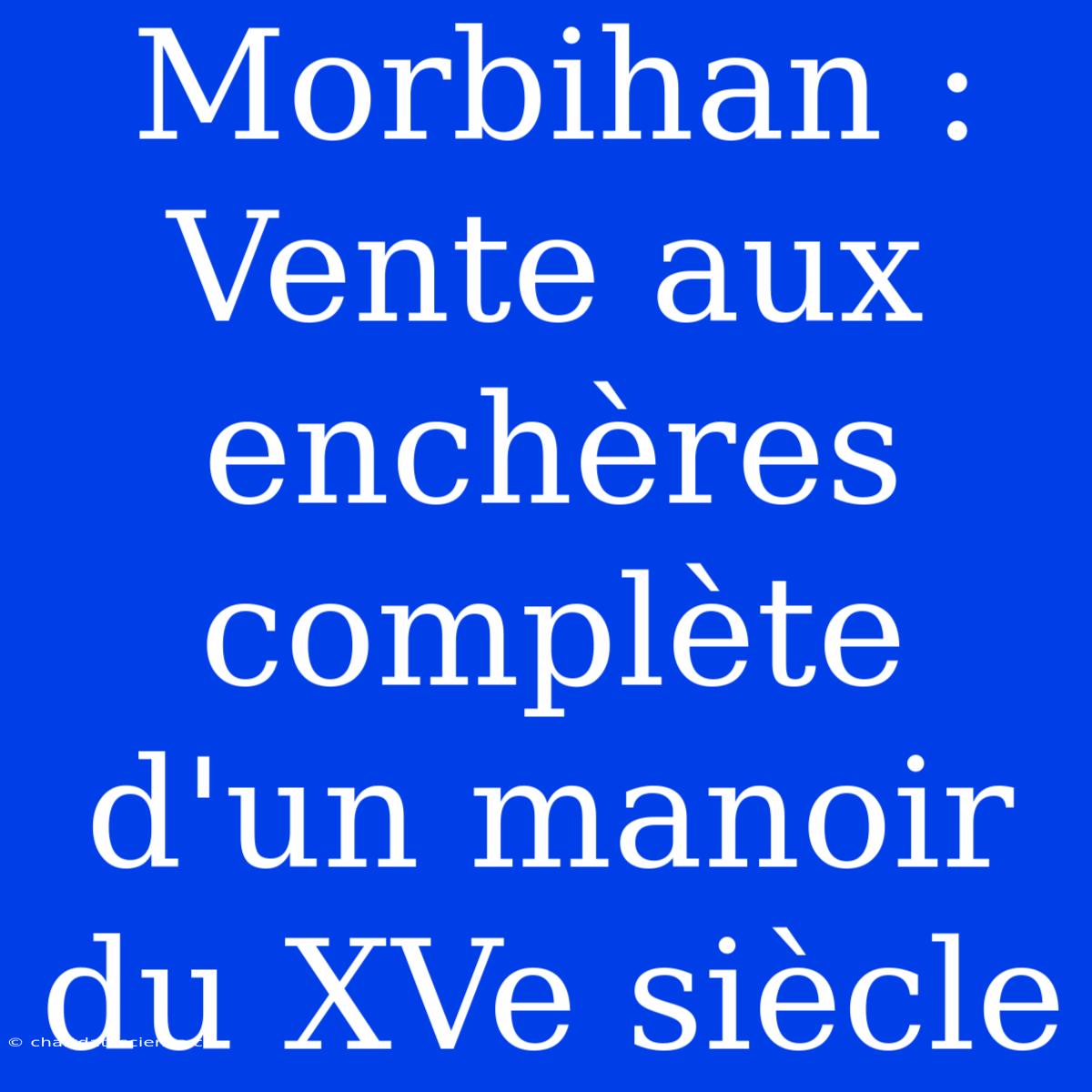 Morbihan : Vente Aux Enchères Complète D'un Manoir Du XVe Siècle