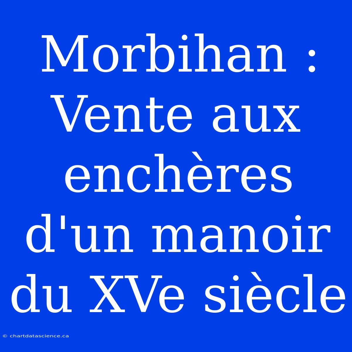 Morbihan : Vente Aux Enchères D'un Manoir Du XVe Siècle