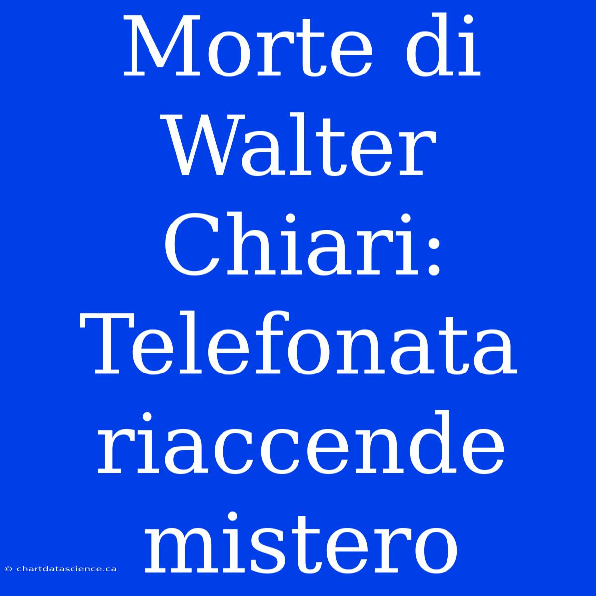 Morte Di Walter Chiari: Telefonata Riaccende Mistero