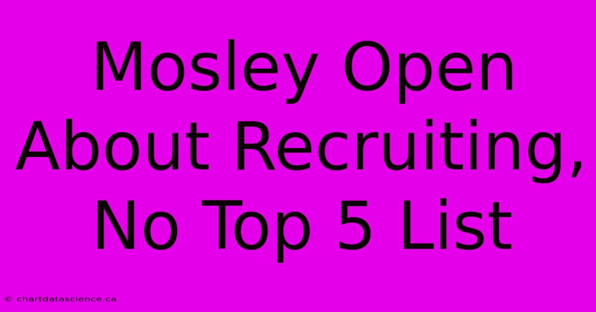 Mosley Open About Recruiting, No Top 5 List 