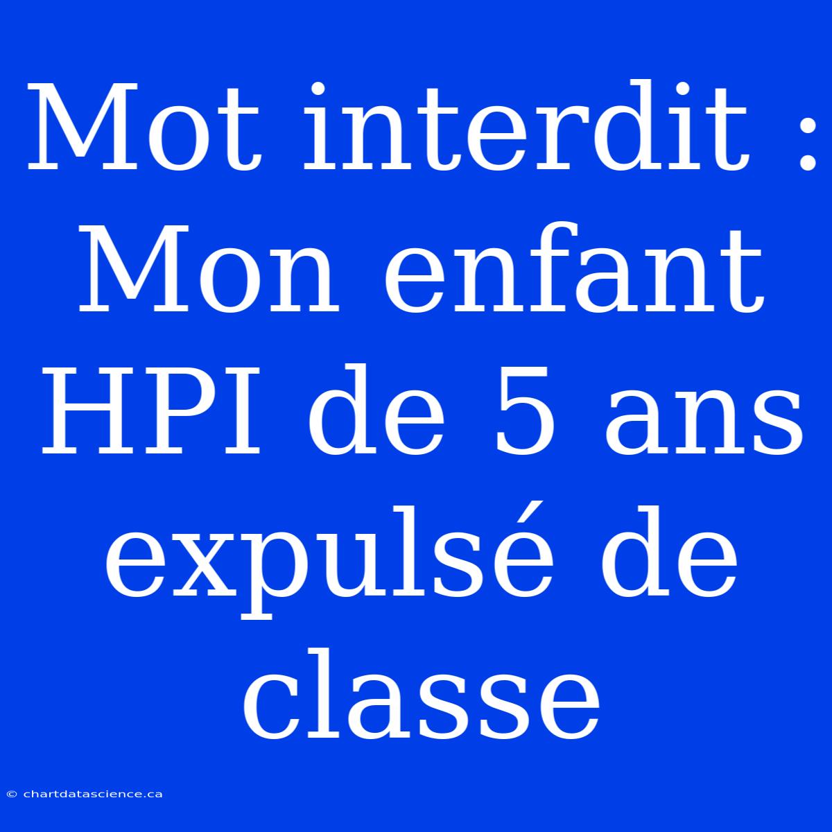 Mot Interdit : Mon Enfant HPI De 5 Ans Expulsé De Classe