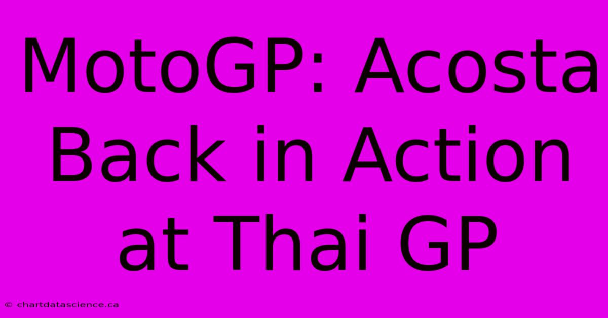 MotoGP: Acosta Back In Action At Thai GP