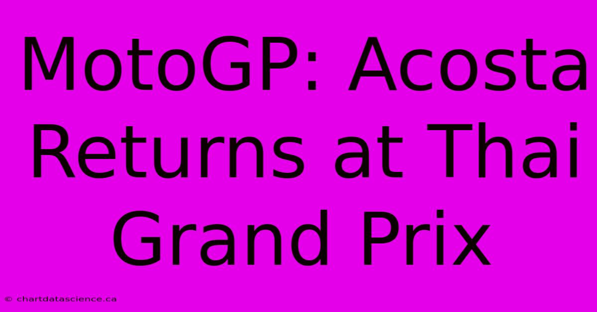 MotoGP: Acosta Returns At Thai Grand Prix