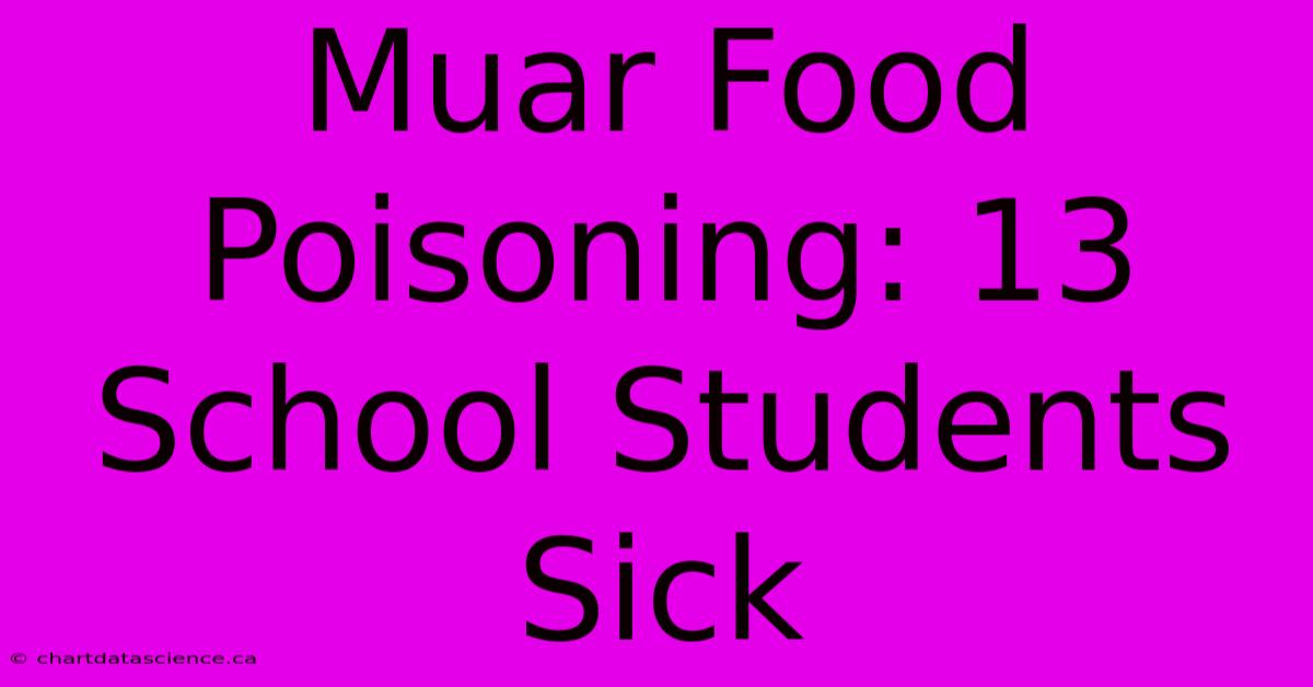 Muar Food Poisoning: 13 School Students Sick