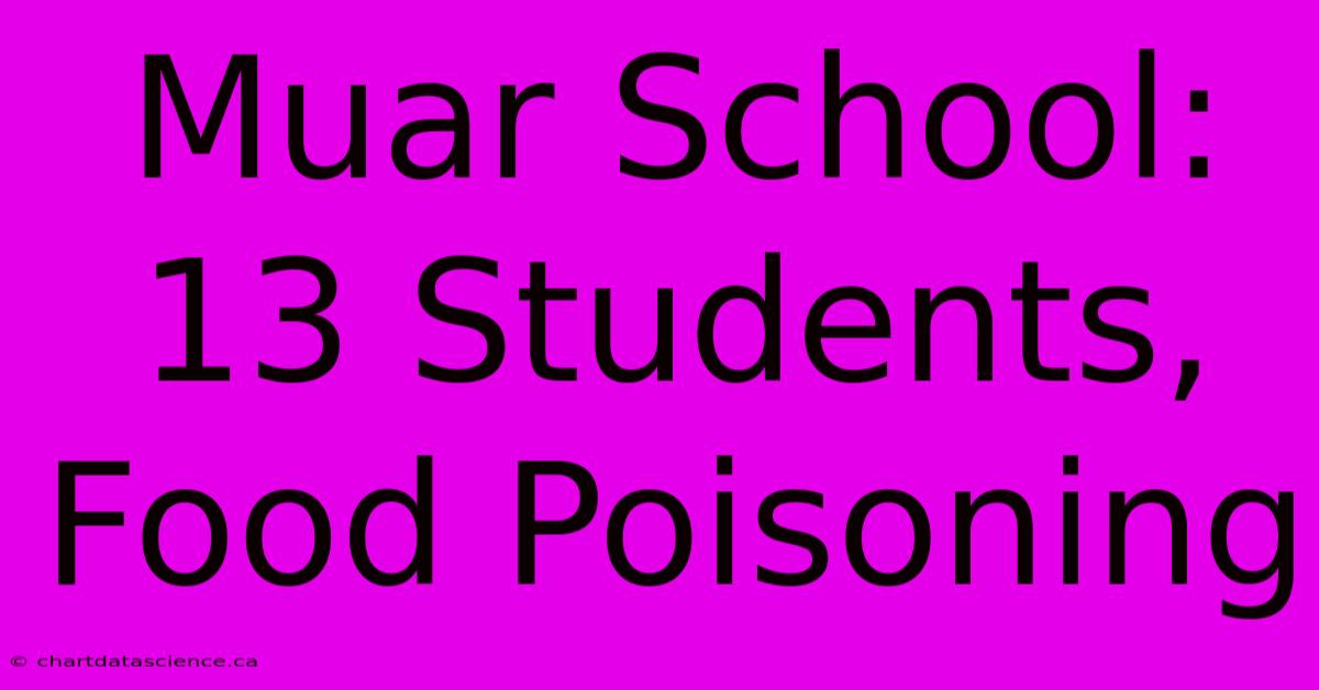 Muar School: 13 Students, Food Poisoning