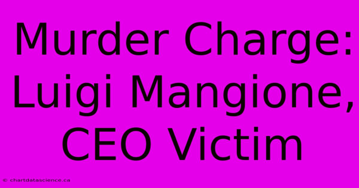 Murder Charge: Luigi Mangione, CEO Victim