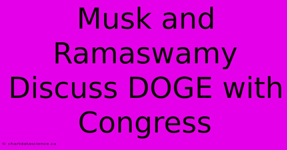 Musk And Ramaswamy Discuss DOGE With Congress